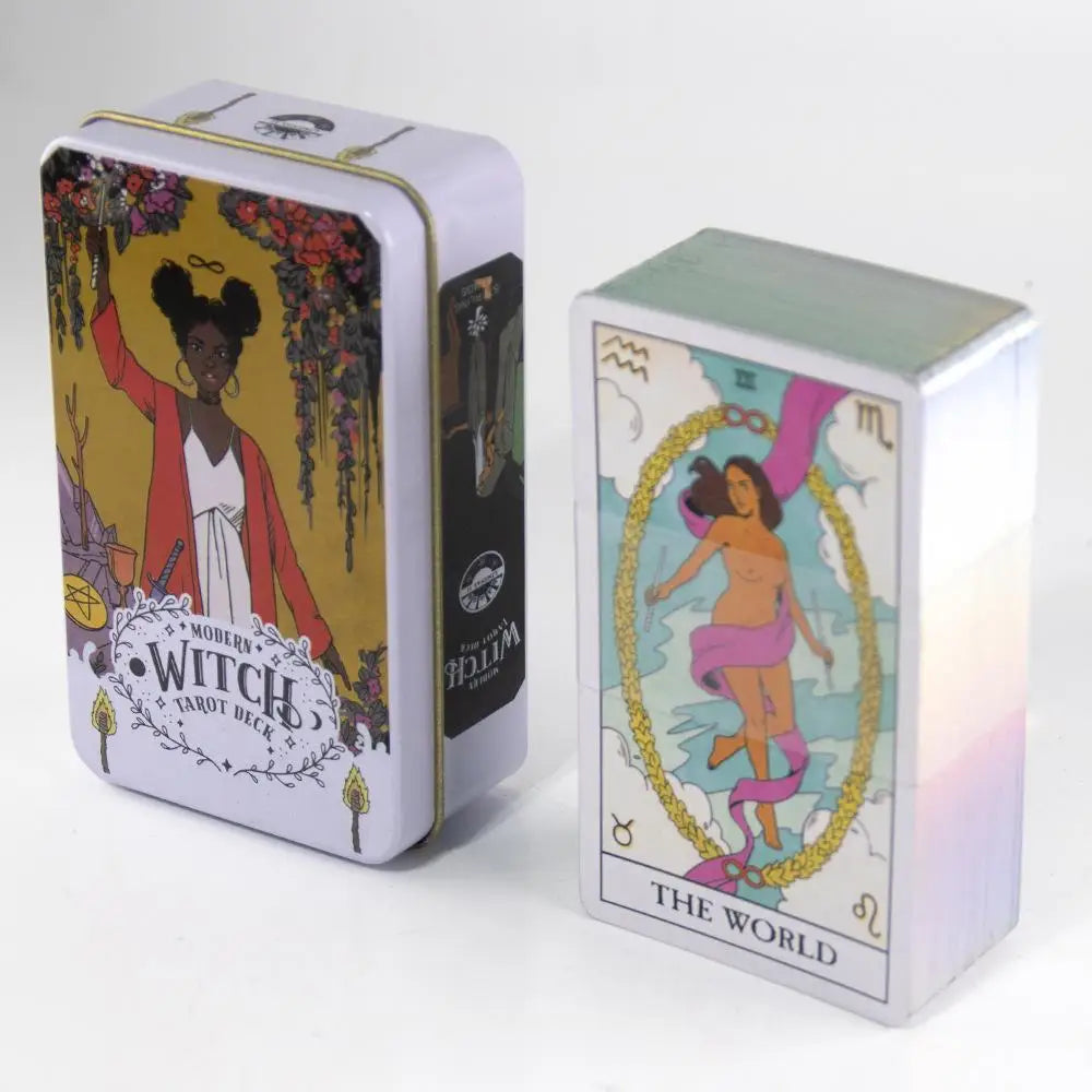 Tarot Modern Witch caja metalica mas mazo de cartas
