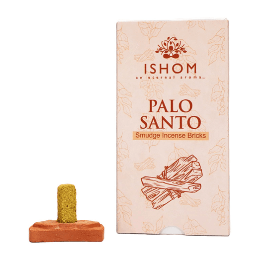 Ladrillos de Incienso Natural Palo Santo marca ISHOM caja mas un producto de muestra portada