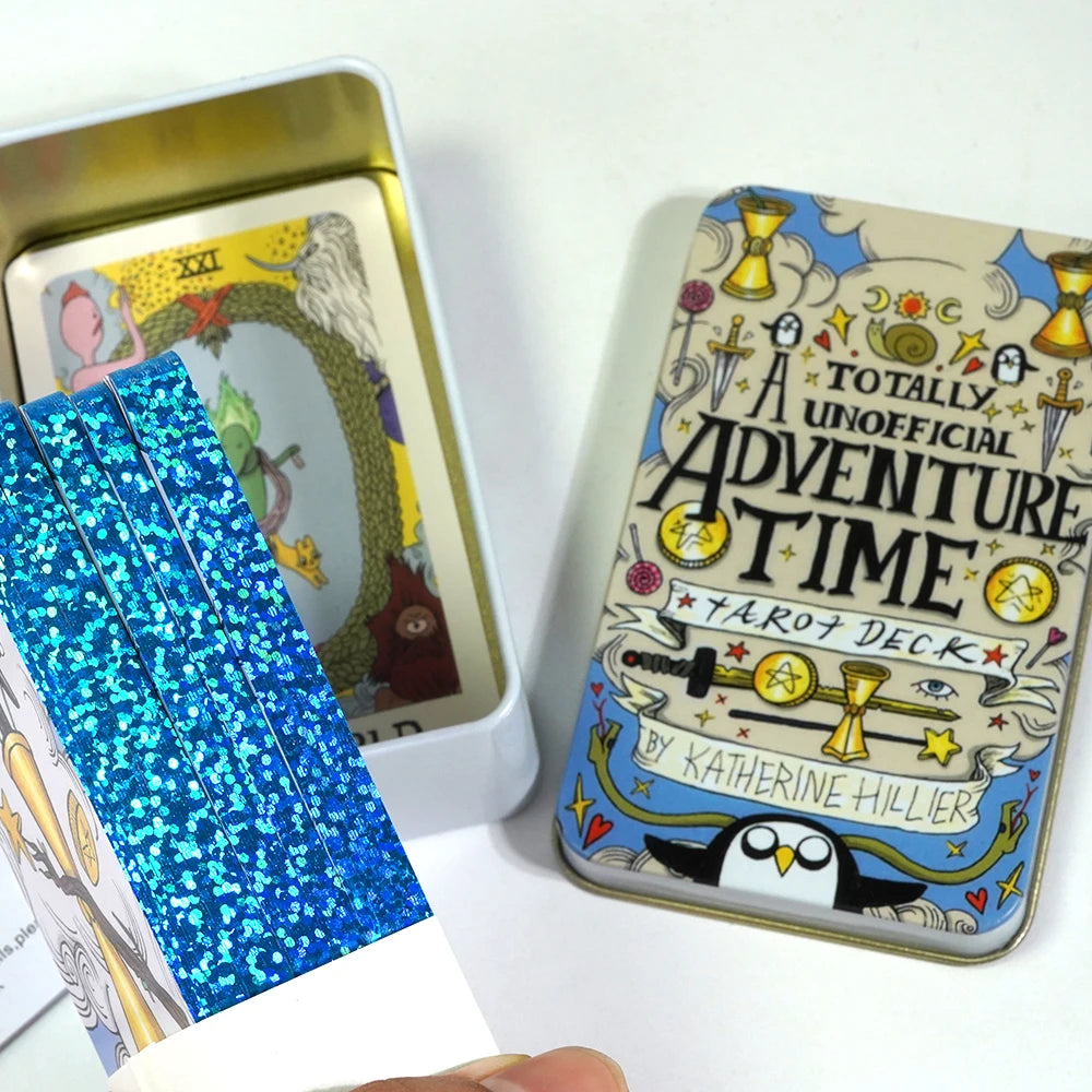 tarot hora de aventura caja metalica imagen mostrando contenido interior