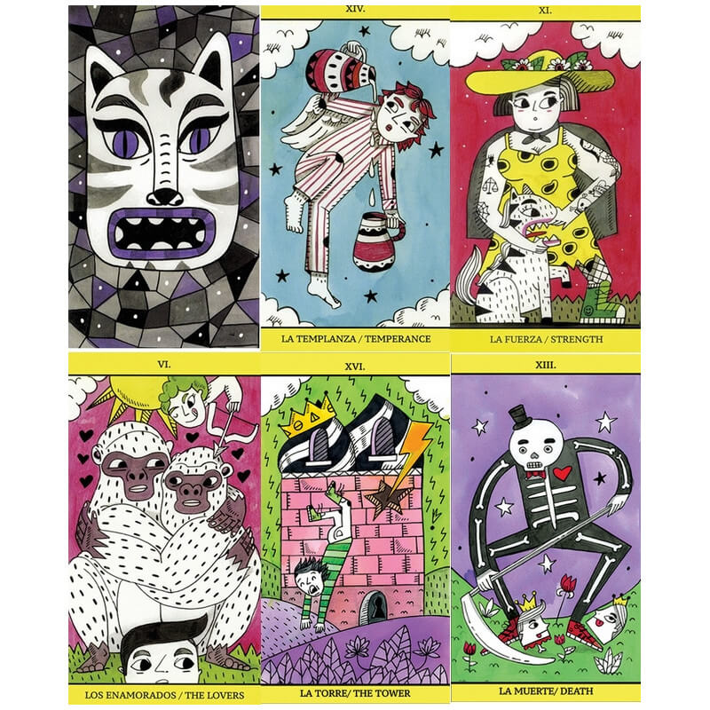 ejemplos de cartas tarot magic fournier, la templanza, la fuerza, los enamorados, la torre y la muerte