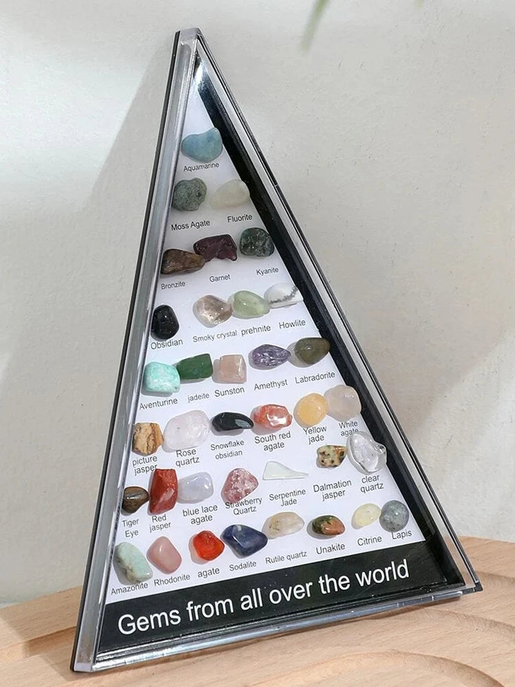 Muestrario de 36 Piedras Energéticas Naturales – Conjunto de Cristales para Educación y Decoración portada
