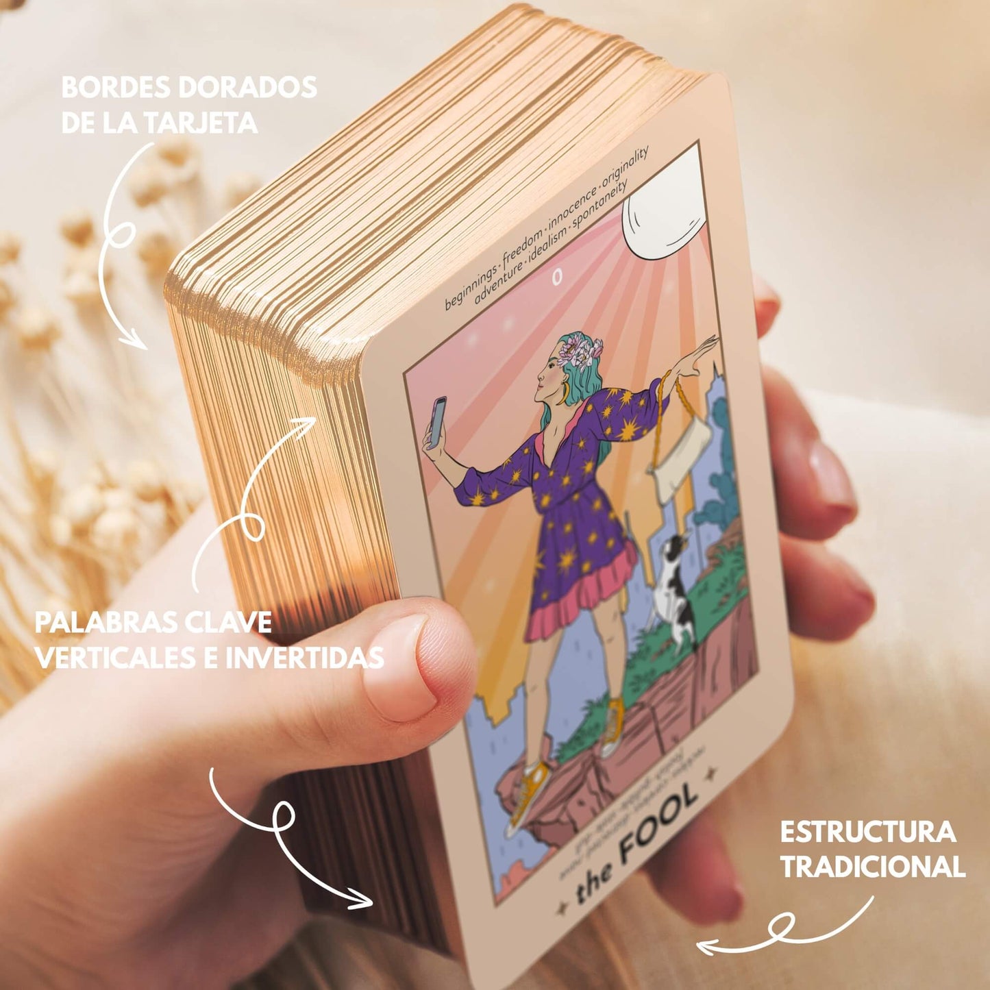Neoteric femenine Tarot Original Borde Holográfico