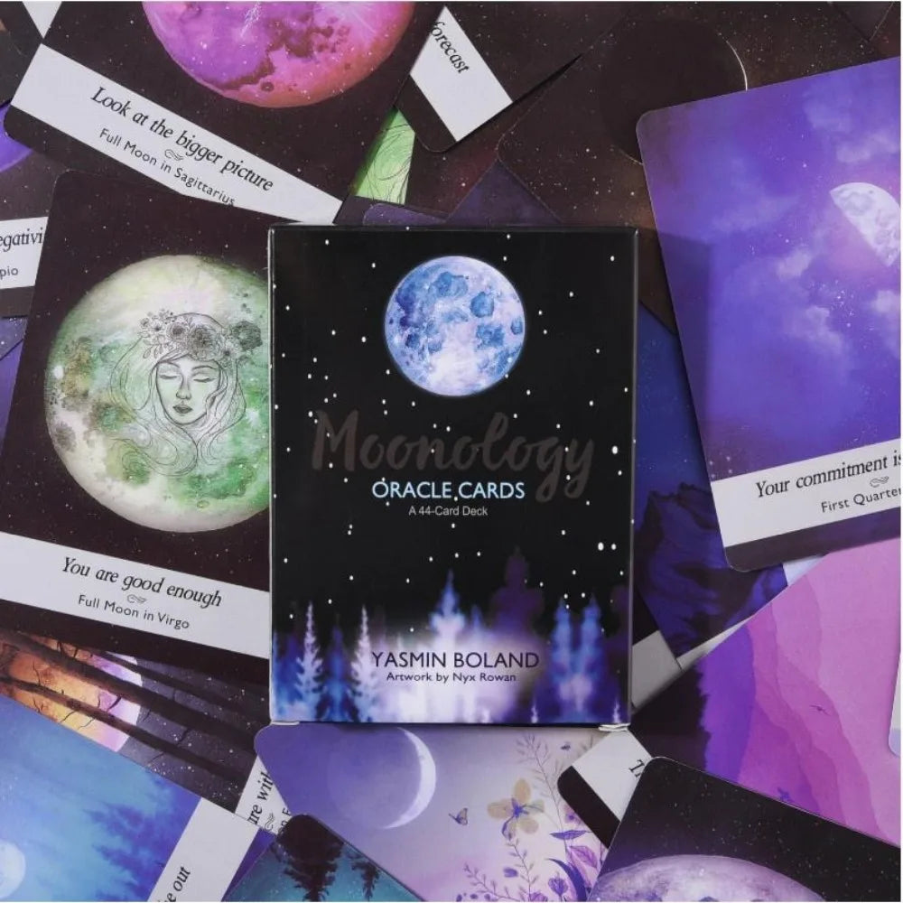 Oráculo Moonology caja mas cartas de fondo