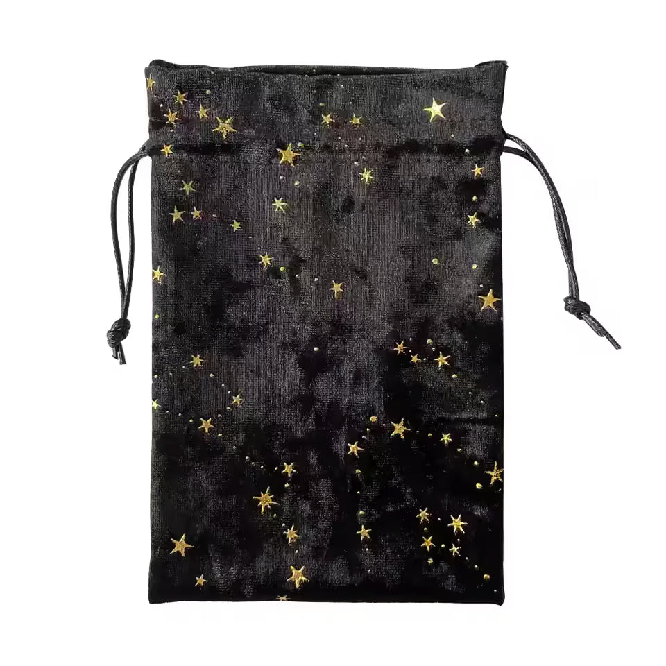 Bolsa de Tarot de Terciopelo Negro – Almacenamiento Elegante y Versátil con Diseño de Estrellas