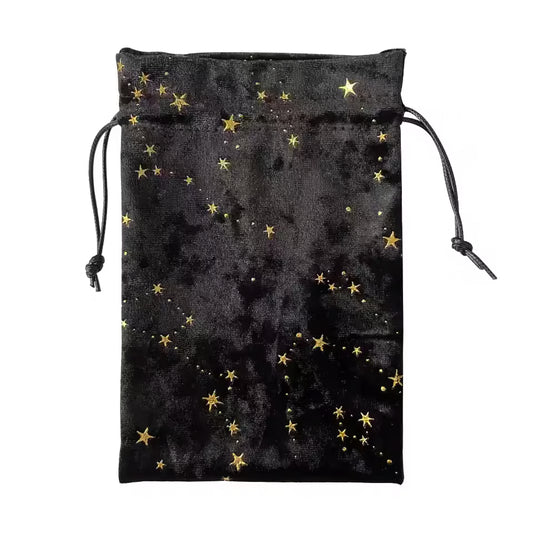 Bolsa de Tarot de Terciopelo Negro – Almacenamiento Elegante y Versátil con Diseño de Estrellas