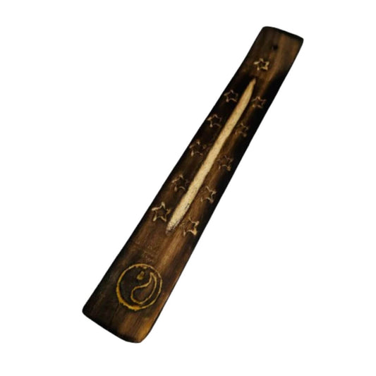 Tabla Porta Incienso Madera: Ying Yang Estrella