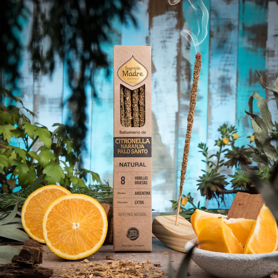 Varilla incienso Citronella, Naranja y Palo Santo Natural - Sagrada Madre